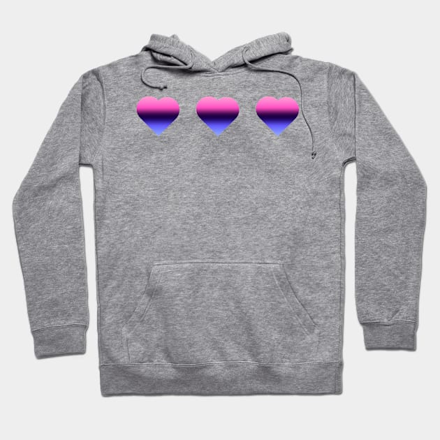 Bi+ Hearts Omnisexual Flag (Vertical Gradient Trio) Hoodie by opalaricious